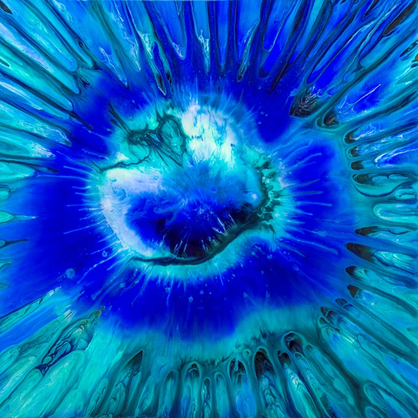 Blue Moon Fluid Art Painting