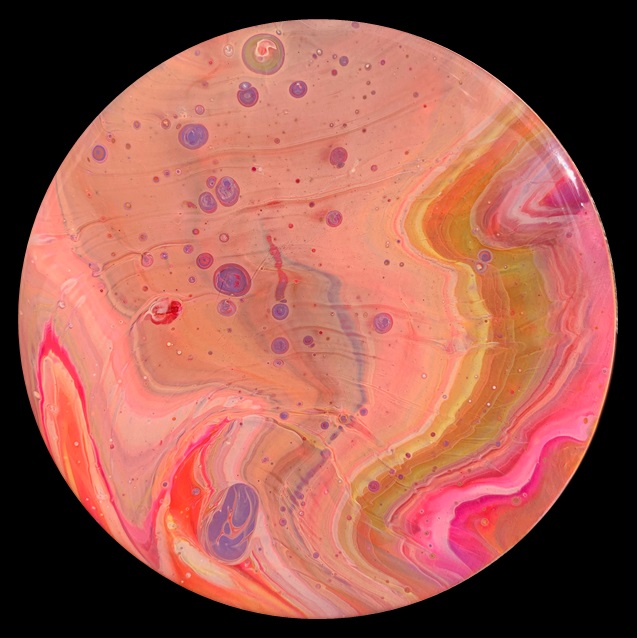 Rainbow Sherbert 3 Fluid Art Coaster