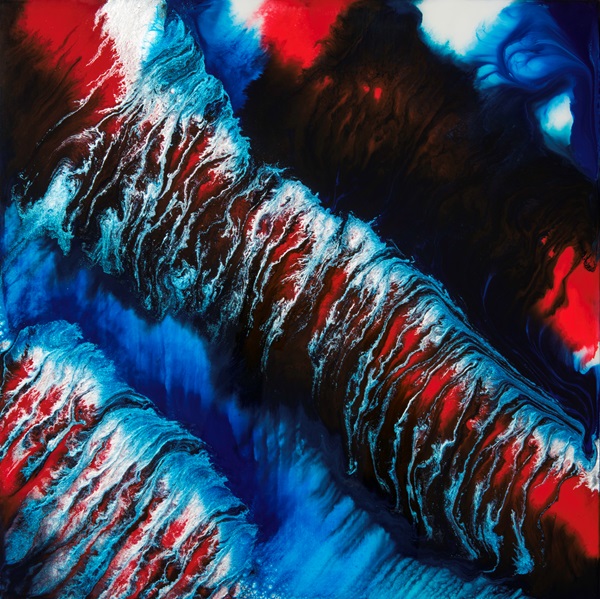 Double Overhead Fluid Art Painting