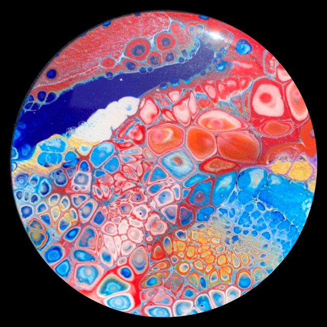 Red Oasis 4 Fluid Art Coaster